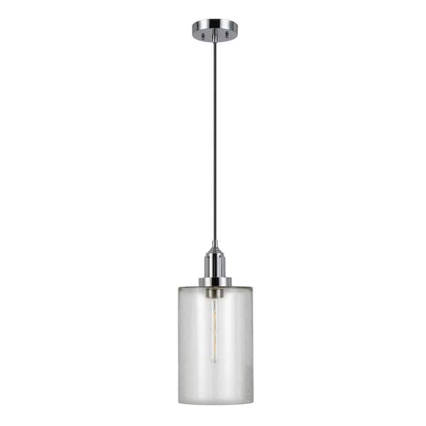 Nora 1- Light Nickel Pendant with Seeded Glass