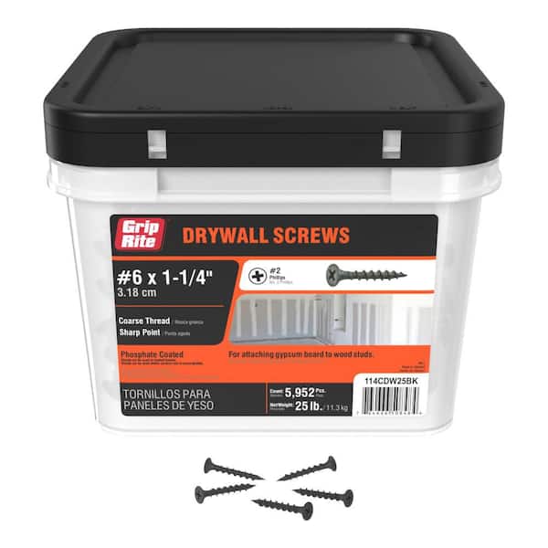 #6 x 1-1/4 in. #2 Phillips Bugle Head Coarse Thread Drywall Screws 25 lb. Bucket