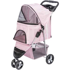 Foldable Pet Stroller for Cats and Dogs Pink