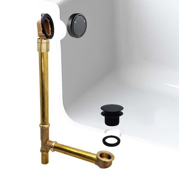 22-1/2 in. Deep Soak Tip-Toe Drain Brass Bath Waste Overflow with Ball Joint, Matte Black