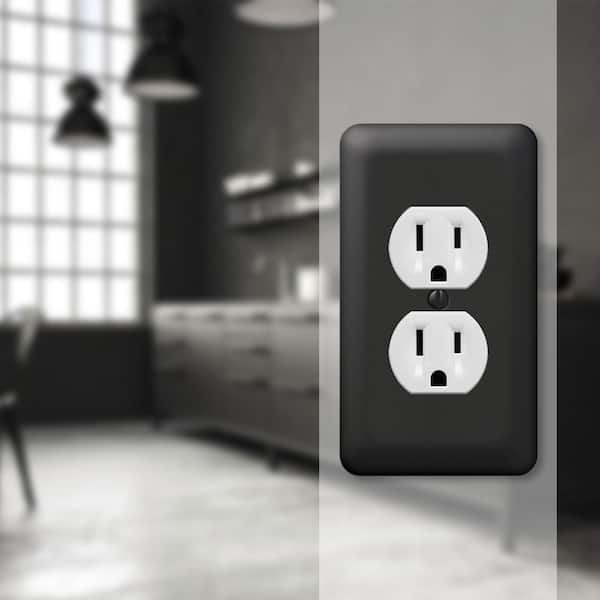 Declan 1 Gang Duplex Steel Wall Plate - Black