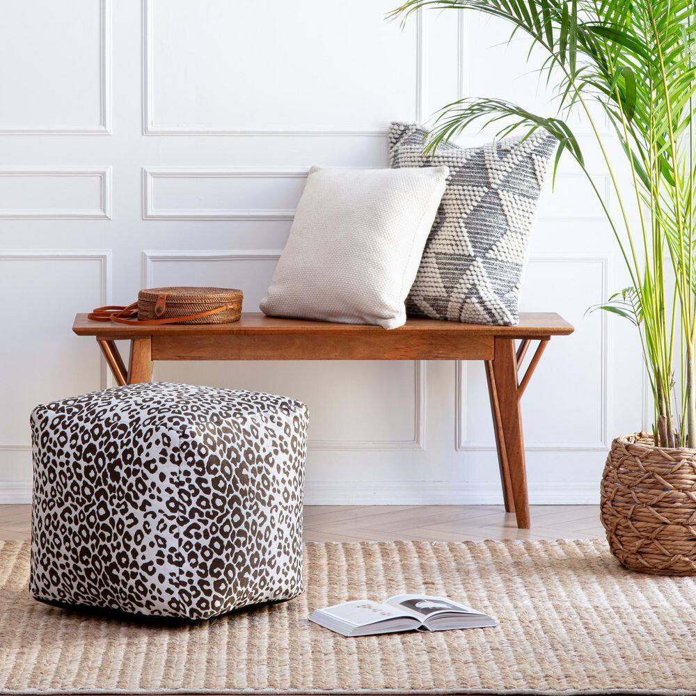 Amur Casual 19" Brown & Ivory Jacquard Pouf