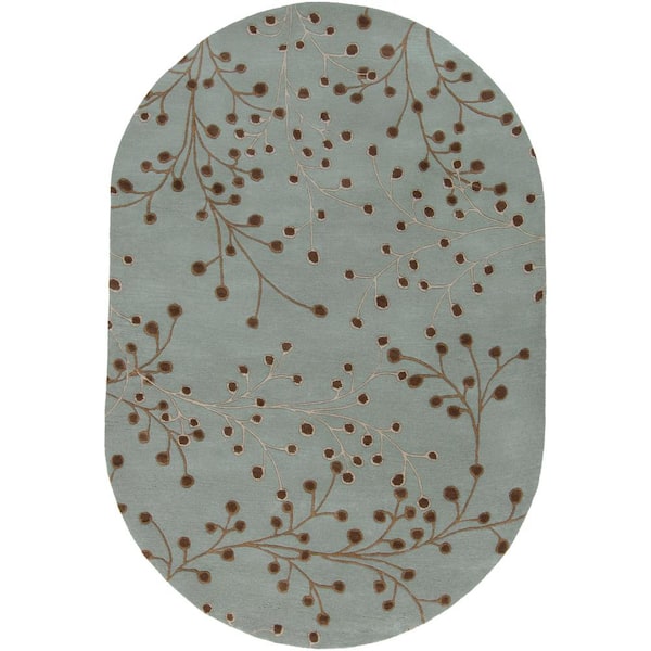 Livabliss Bari Aqua 6 ft. x 9 ft. Oval Area Rug