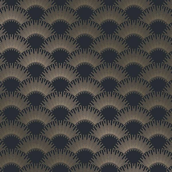 Tempaper Gatsby Scallop Blue Removable Peel and Stick Vinyl Wallpaper Sample