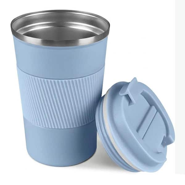 12 oz Light Blue Blue Stainless Steel Insulated Travel Coffee Mug with Lid Double Wall Thermal Tumbler 1 Piece