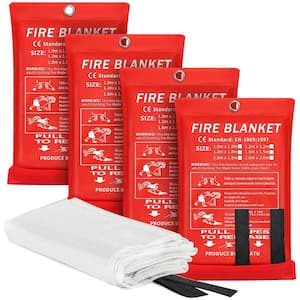 40 in. x 40 in. Emergency Fire Extinguisher Fire Suppression Flame Retardant Safety Fire Blanket in White (4-Pack)