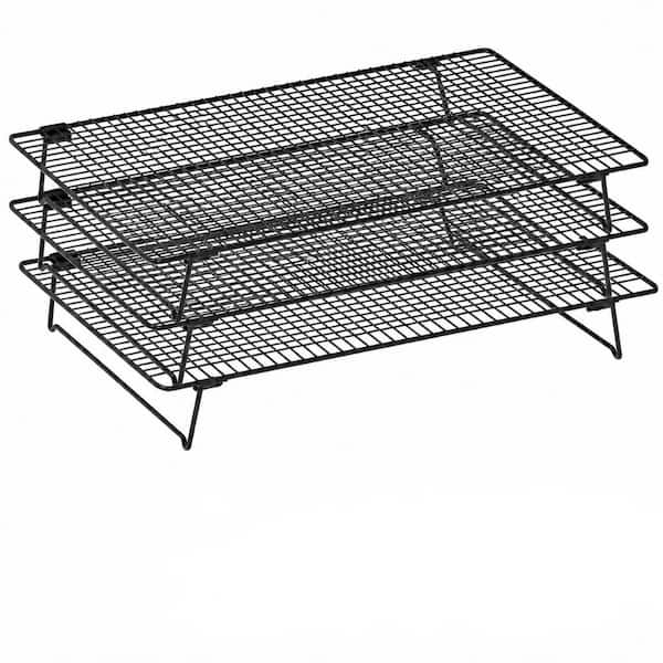 3-Tier Stackable Wire Cooling Rack Set, 17 x 11 in. Carbon Steel Baking Rack with 100 Pcs Baking Paper