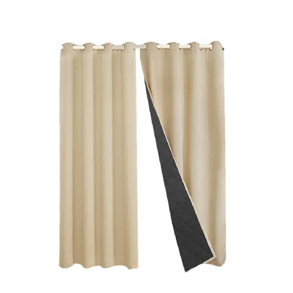 1 Panel Ivory Smooth 52 in. W x 96 in. L Blackout Thermal-Insulated Room Darkening Cold Protection Curtain for Winter