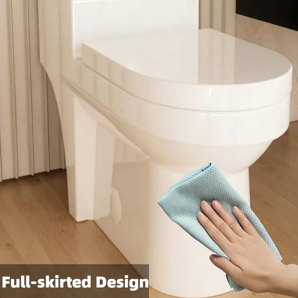 Glossy White Ceramic Dual Flush Elongated Toilet