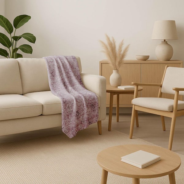 Premium Machine Washable ASB789 Plum 50 in. x 70 in. Sherpa Throw Blanket