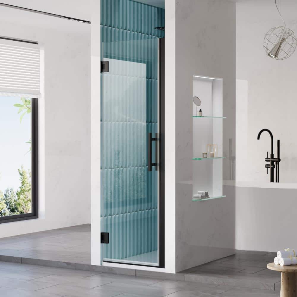 24-25 in. W x 72 in. H Pivot Hinged Frameless Shower Door in Matte Black with 3/8 in. SGCC Clear Tempered Glass price history on PriceWatchPro
