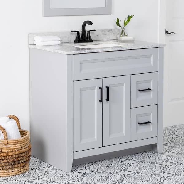 Ridge 36 in. W x 22 in. D x 34 in. H Bath Vanity Cabinet without Top in Pearl Gray