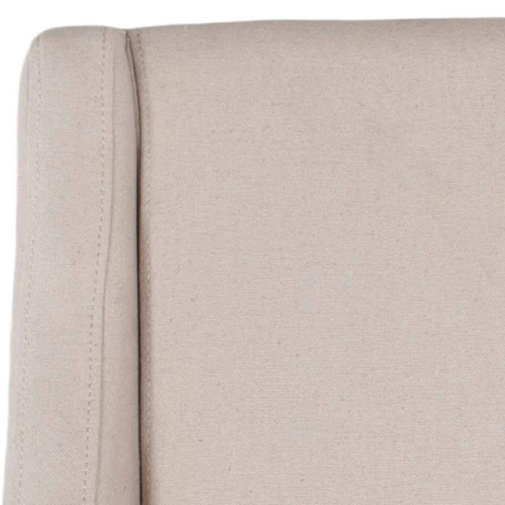 Transitional Beige Linen and Wood Upholstered Side Chair