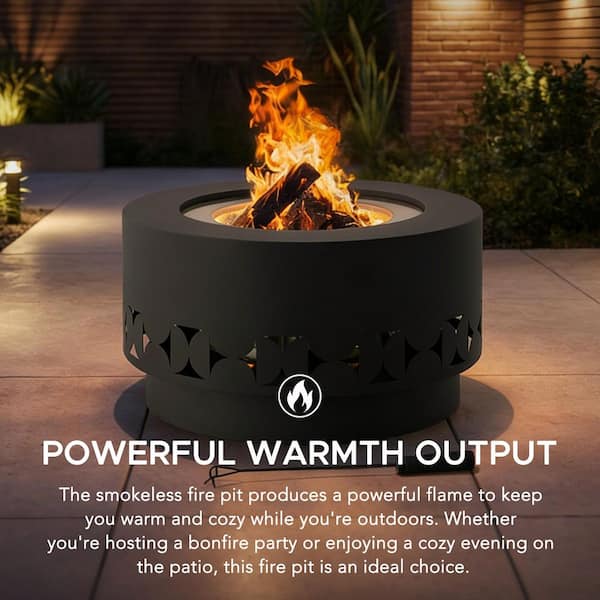Sunjoy 28in. Halton Hexagonal Grey Steel Wood Burning Smokeless