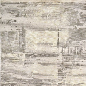 Hudson 9 ft. X 12 ft. Beige/Grey Abstract Indoor Area Rug