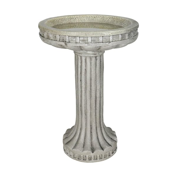 Modern Series 24 in. H Gray Fibre-Reinforced Concrete Bird Bath for Garden, Patio, Backyard, Lawn