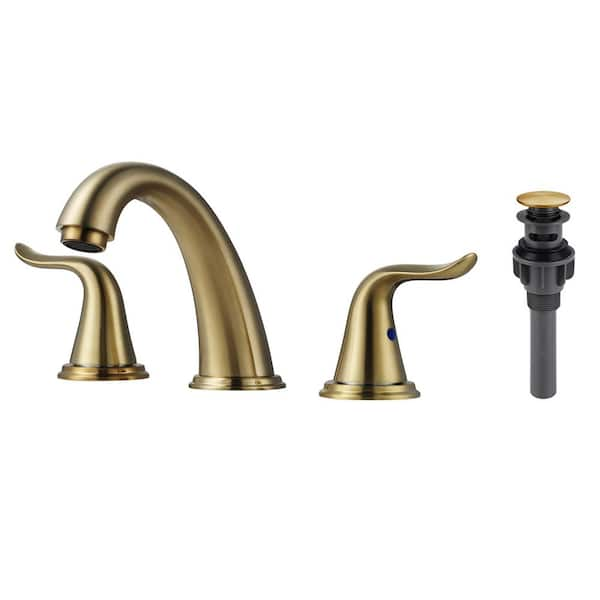 ALEASHA 8 in. Widespread Double Handle Bathroom Sink Faucet in Gold