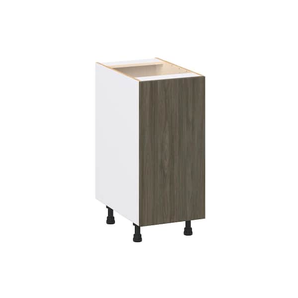 Timberline Slab Walnut Assembled Base Kitchen Cabinet with a Full Height Door (15 in. W x 34.5 in. H x 24 in. D)