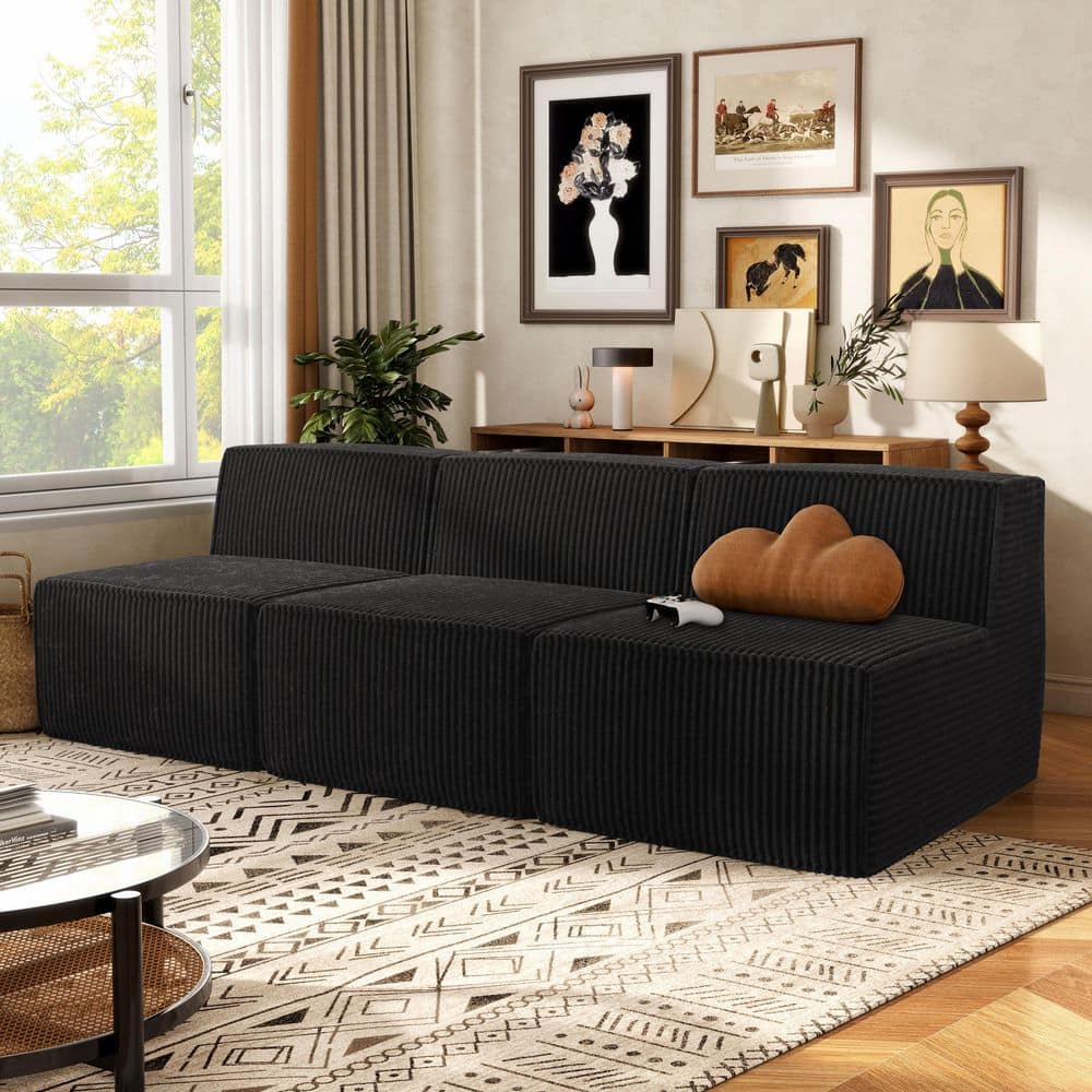 Furniture of America Cadena 94.5 in. Armless Chenille Corduroy All