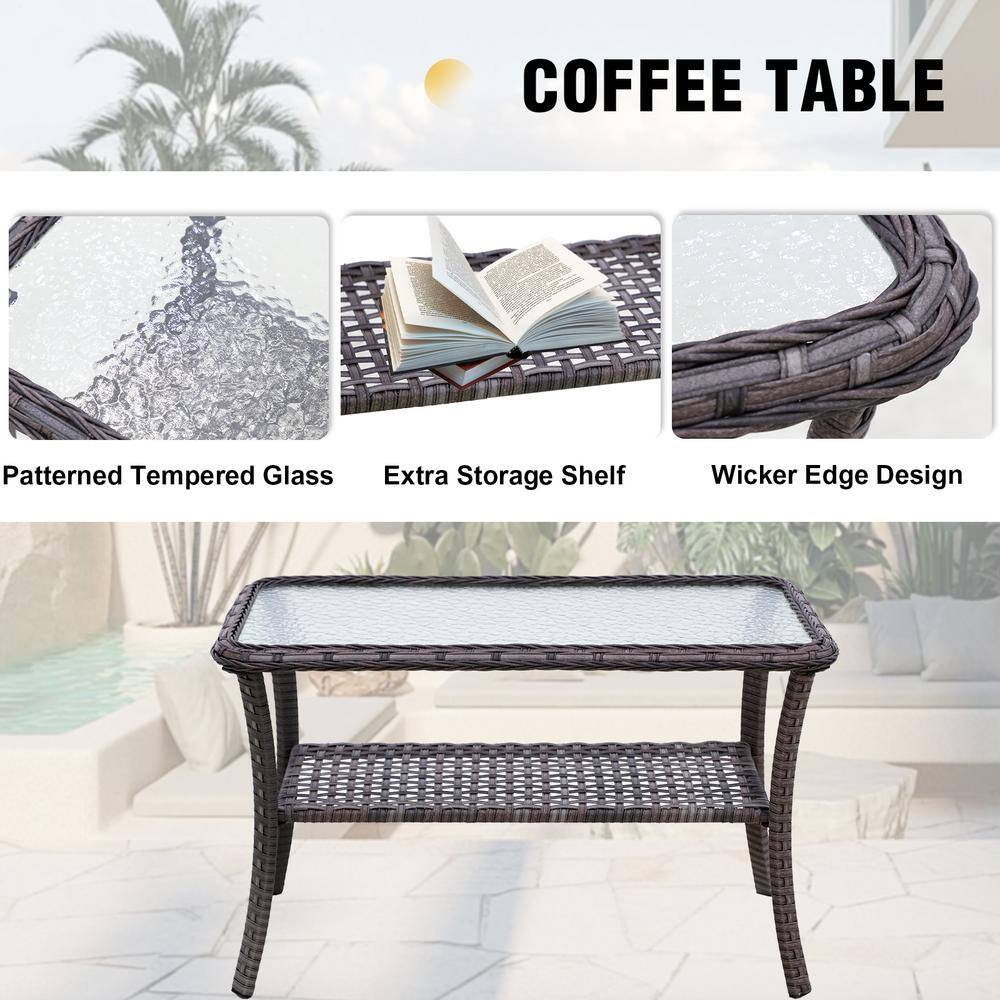 5-Piece Beige Cushioned Steel Frame Outdoor Patio Set