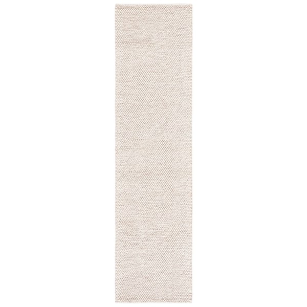 Natura 2 ft. x 19 ft. Beige/Ivory Textured Solid Runner Rug