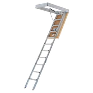 7 ft. 8 in. to 10 ft. 3 in. 25.5x54 Fire Rated Energy Efficient Aluminum Attic Ladder, Type IAA, 375 lbs. Capacity