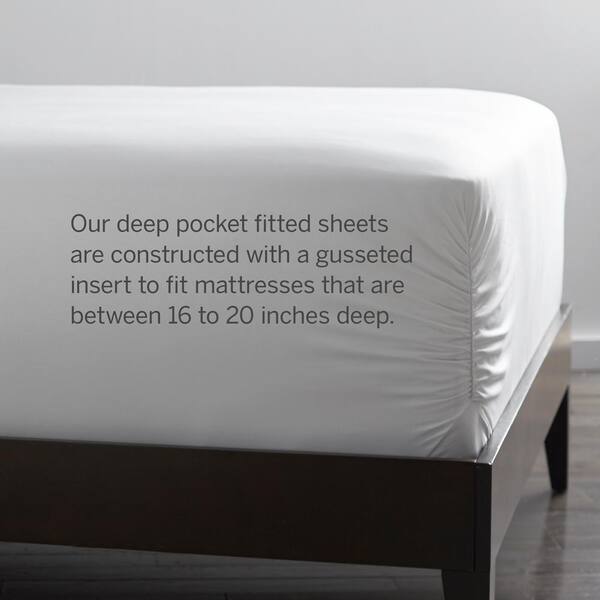 Cotton Fitted Sheet Bottom Sheet 12" Deep Pocket Queen Size for Bedroom Hotel 