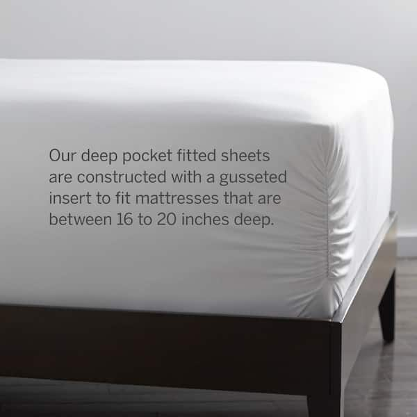 The Company Store Pearl Gray Solid 400-Thread Count Supima Cotton Percale California King Deep Pocket Fitted Sheet