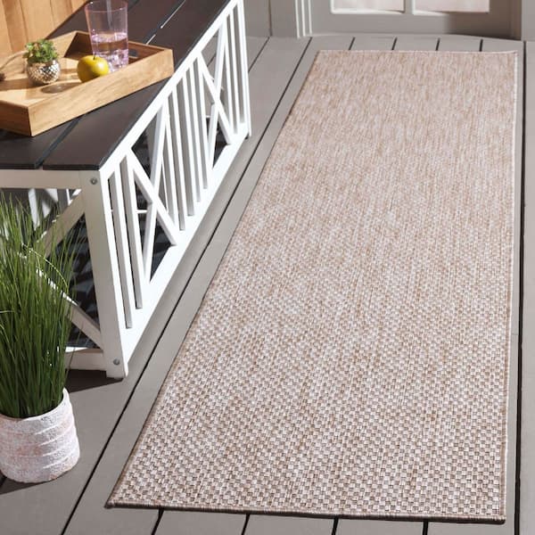 Beach House Beige 2 ft. x 8 ft. 2-Toned Solid Indoor/Outdoor Runner Rug