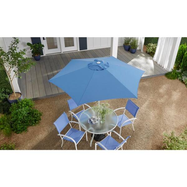 Stylewell Mix And Match White Round Glass Outdoor Patio Dining Table Fts70575w The Home Depot - Stylewell Mix And Match White Round Glass Outdoor Patio Dining Table