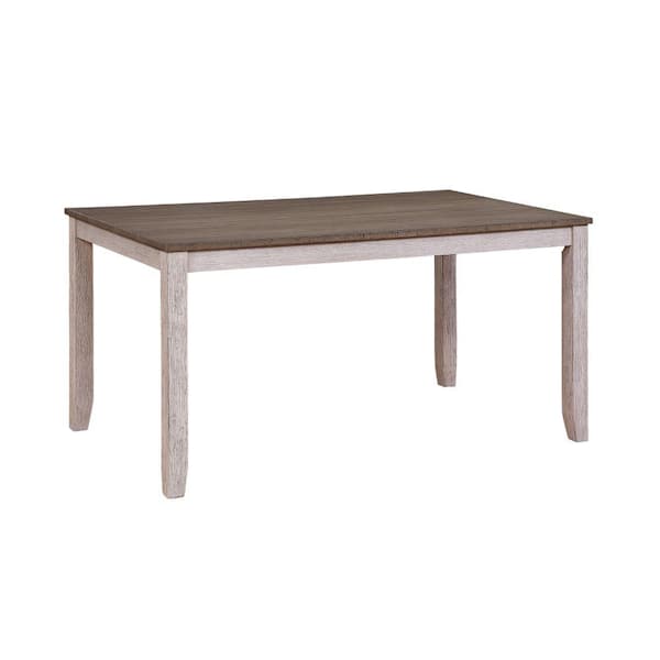 Benjara 35.75 in. Brown and White Wood 4 Legs Dining Table (Seat of 6)