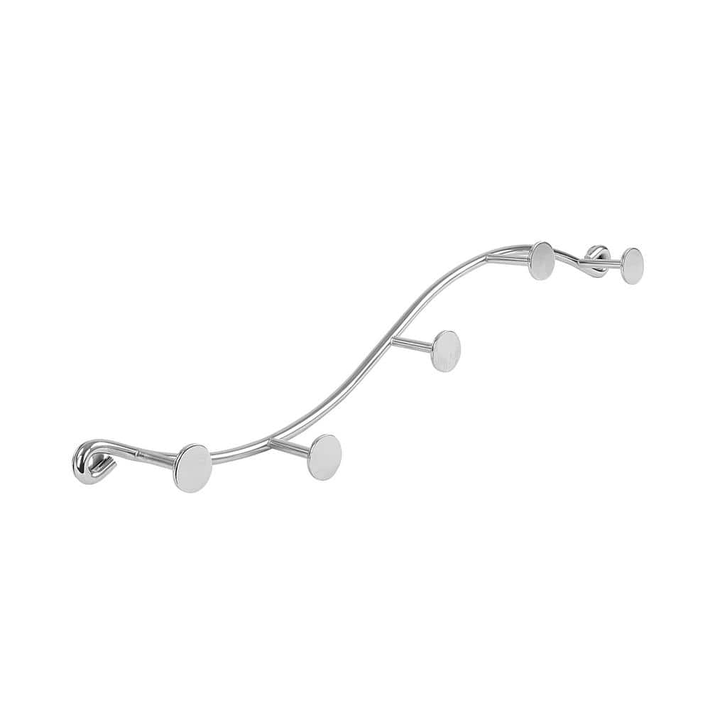 Chrome Steel 5-Hook Wall Mount Rack