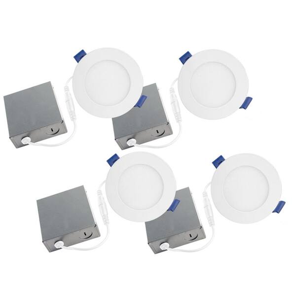 BAZZ Slim Disk 4 in. 3000K Matte White New Construction/Remodel Recessed Integrated LED Fixture Kit for (4-Pack)