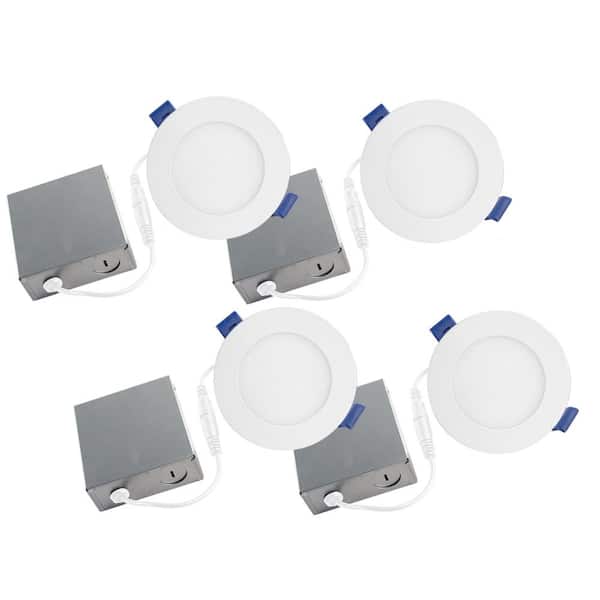 BAZZ Slim Disk Radiant 4.5 in. 4000K New Construction or Remodel Ultra Slim Integrated LED Recessed Light Kit (4-Pack)