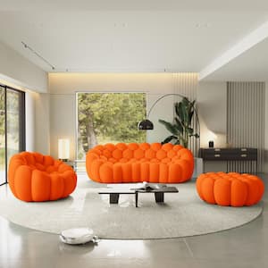 Magic Home 98 in. 2-Piece Orange Bubble Curved Couch with 3D