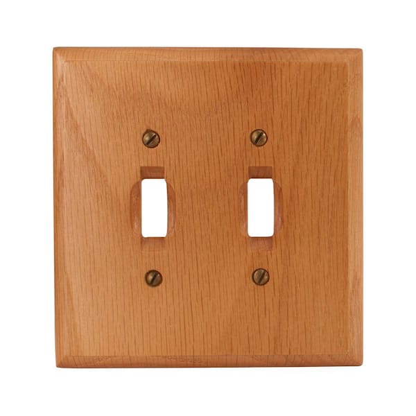 AMERELLE Carson 2-Gang Light Oak Toggle Wood Wall Plate