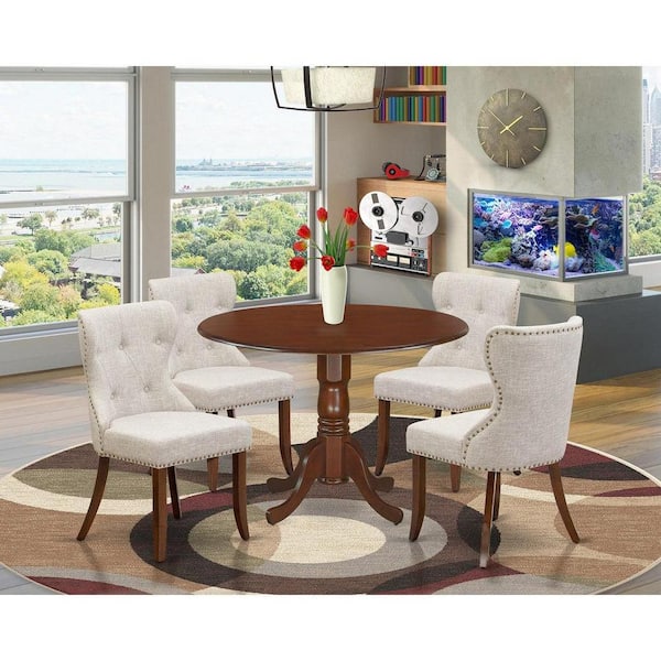 East West Furniture Dining Room Set Mahogany, Dldo3-mah-w In Brown
