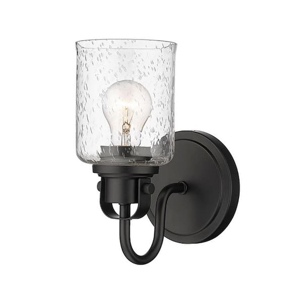Unbranded Kinsley 5.25 in. 1-Light Matte Black Wall Sconce with a Clear Seeded Glass Shade