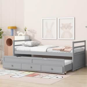 Nestin Grey Twin Size Daybed with Trundle and Drawers