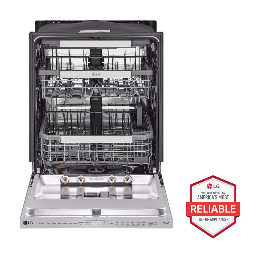 Elegant 24" Smart Dishwasher with QuadWash & TrueSteam, Stainless Steel