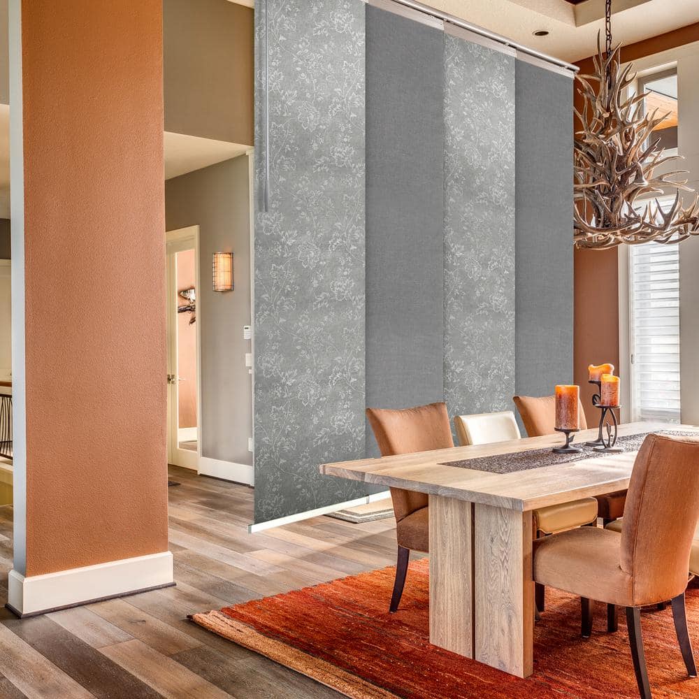Storm Blossom 48 in. - 88 in. W x 94 in. L Adjustable 4- Panel Satin Nickel Single Rail Panel Track with 23.5 in. Slates price history on PriceWatchPro