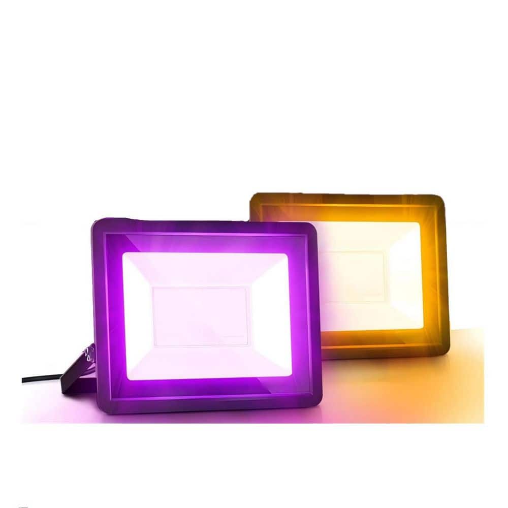 50W LED Outdoor Flood Lights, Orange and Purple, Auto On/Off, IP66 Waterproof, 2300lm for Yard, Party, 2-Pack price history on PriceWatchPro