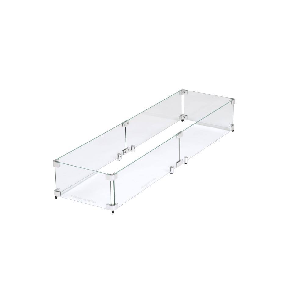 Clear Tempered Glass Fire Pit Wind Guard with Aluminum Fasteners