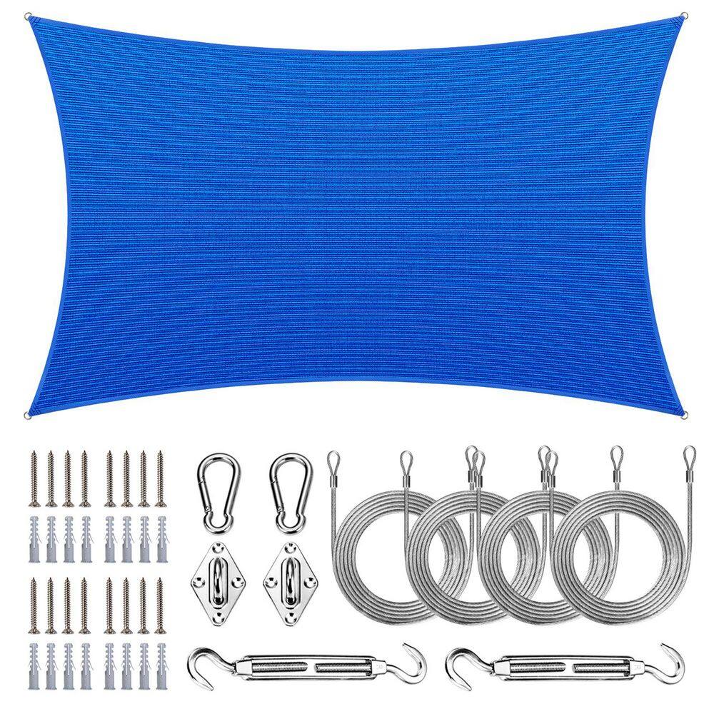 10 ft. x 20 ft. Rectangle Sun Shade Sail with Hardware Kit and Rope-Blue price history on PriceWatchPro