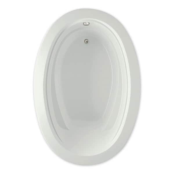 Aquatic Belmont II 72 in. x 41.25 in. Oval Soaking Bathtub Reversible Drain in Acrylic Drop-in Biscuit