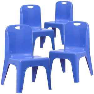 4-Pack Blue Plastic Stackable School Chair with Carrying Handle and 11 in. Seat Height