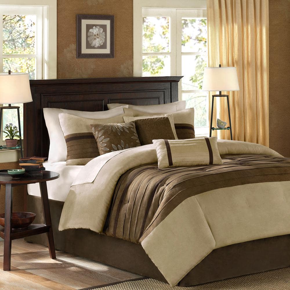 Madison Park Teagan 7 Piece Natural California King Comforter Set Mp10 303 The Home Depot Madison Park Teagan 7 Piece Natural, Difference Between King And California Bedspreads