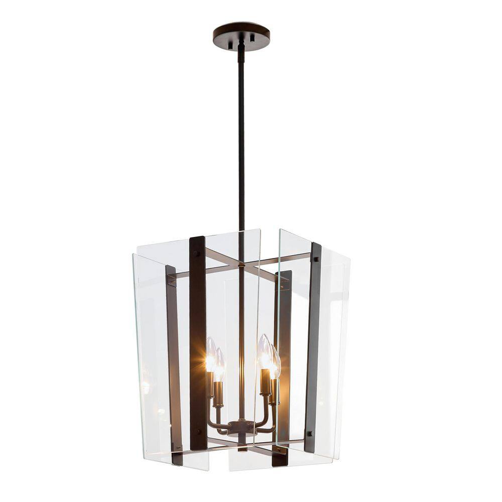 60.25 in. Adjustable Black Modern 4-Light Pendant Light with Clear Glass Shade price history on PriceWatchPro