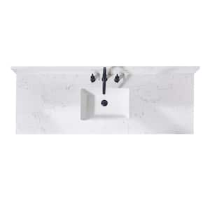 Trento 61 in. W x 22 in. D Engineered Stone Composite Vanity Top in Aosta White with White Rectangular Single Sink