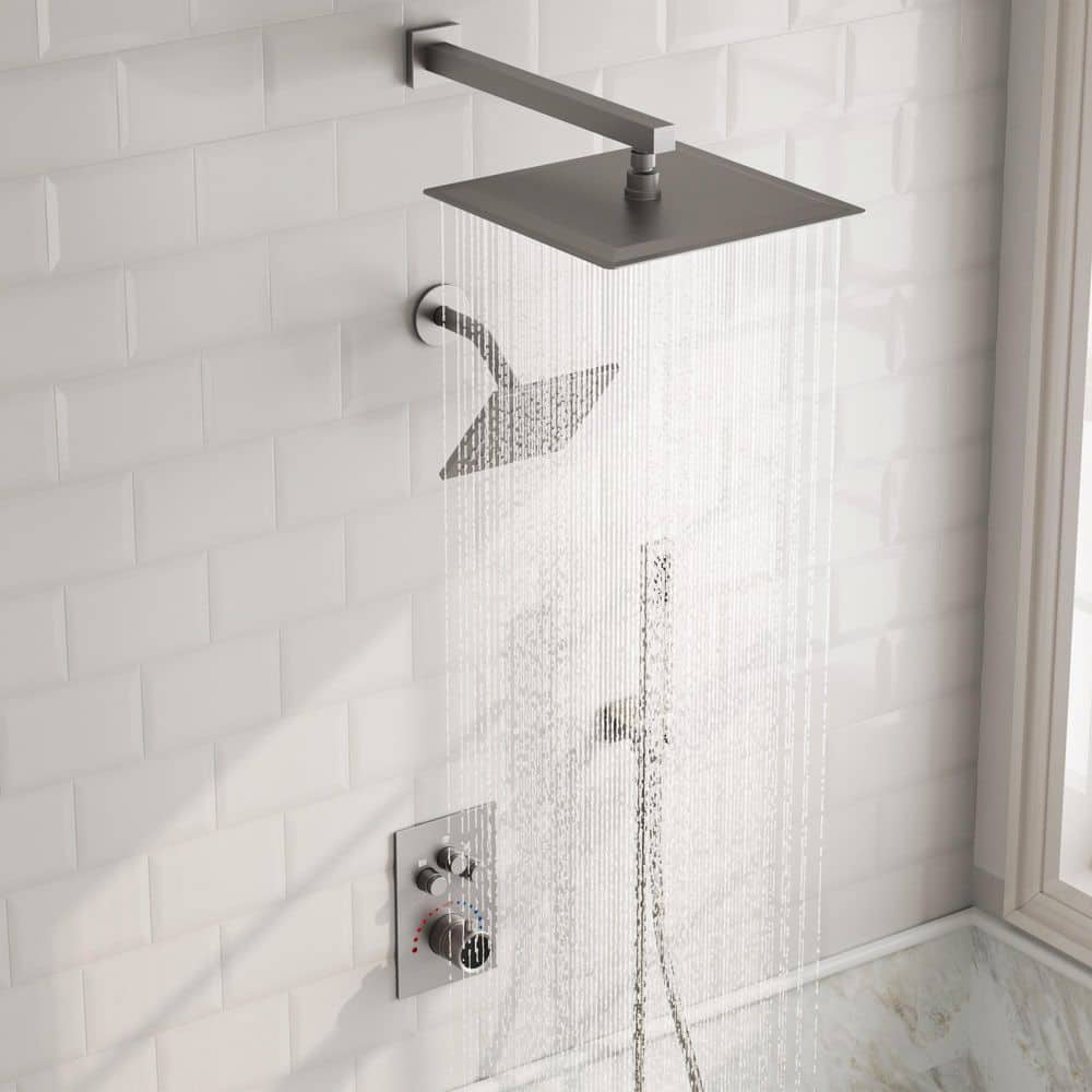 GRANDJOY Zenith Rain 8-Spray 12 and 6 in. Dual Wall Mount